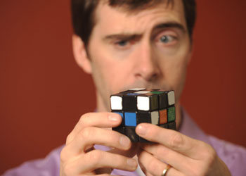 Morley Davidson with a Rubik's Cube