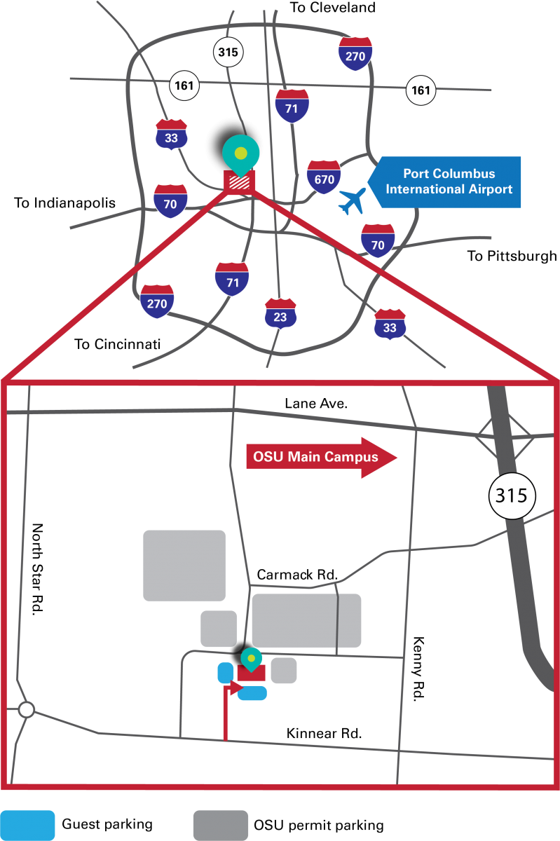 Highway directions map with street detail