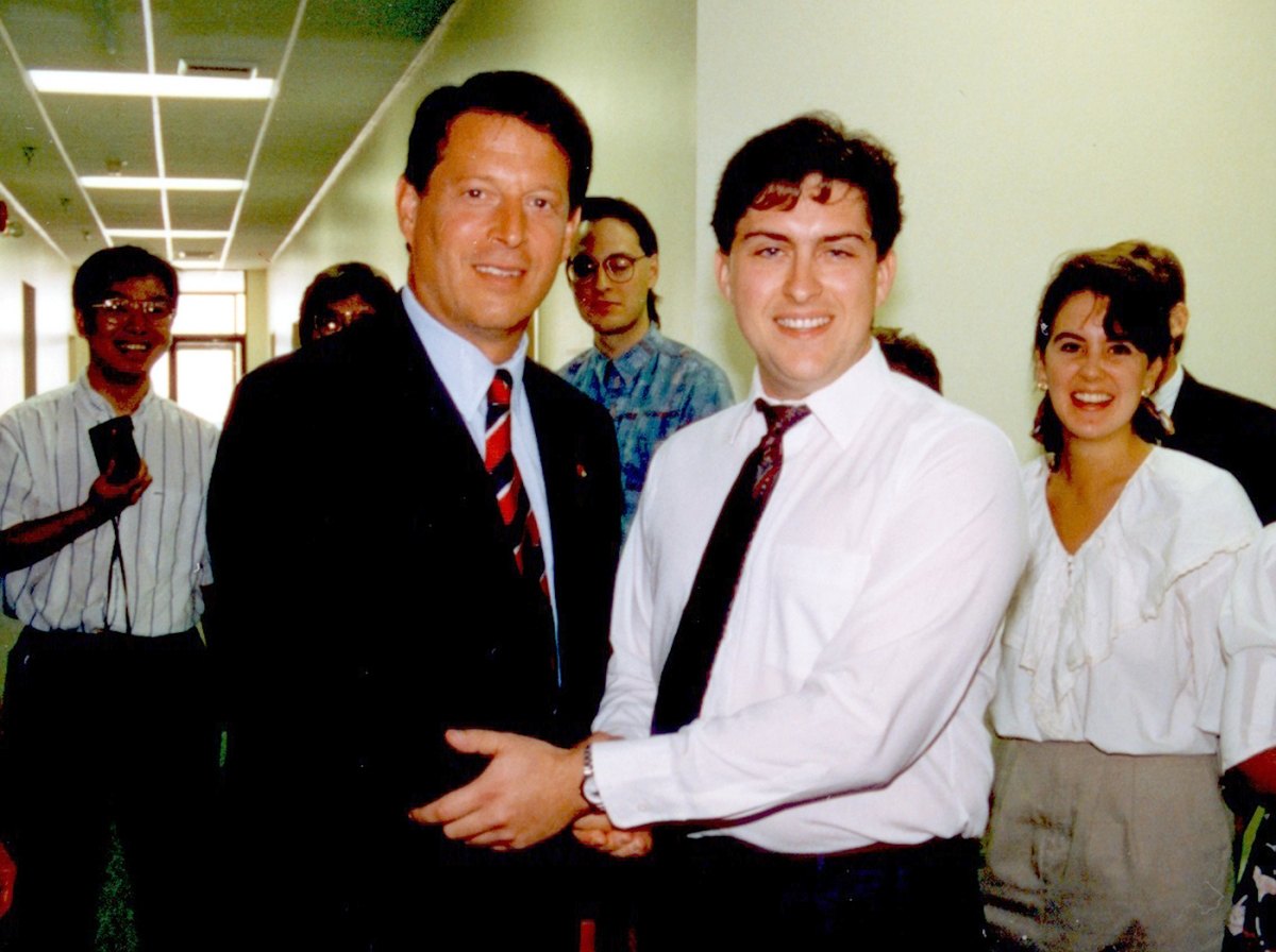 Senator Al Gore meets OSC employee Brian Powell during a 1992 visit. Senator Al Gore meets OSC employee Brian Powell during a 1992 visit.