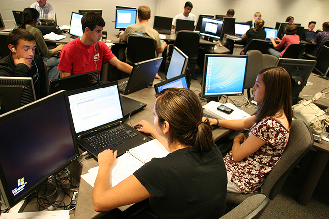 Students working on projects for OSC's STEM Academy.