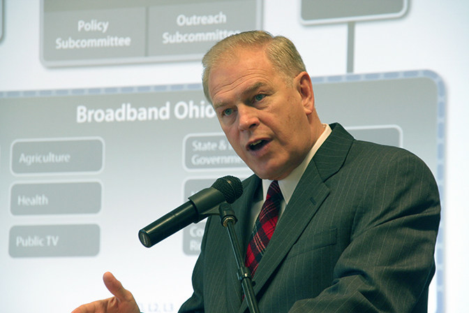 Strickland speaking to the Ohio Broadband Council.
