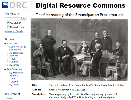 Screenshot of the Digital Resources Commons.