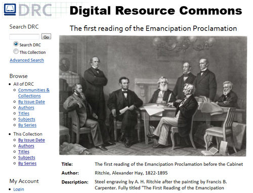 Screenshot of the Digital Resources Commons. Screenshot of the Digital Resources Commons.